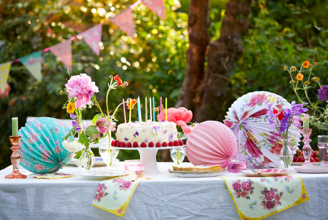Floral Paper Hanging Lanterns Pack of 3 - Talking Tables
