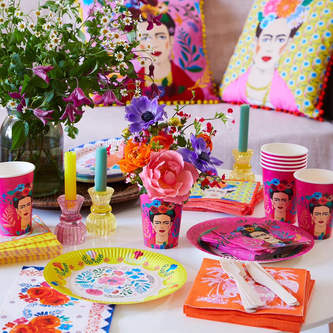 Frida Kahlo Pink Cocktail Napkins (x20)