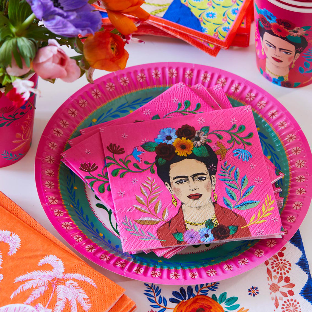 Frida Kahlo Pink Cocktail Napkins (x20)