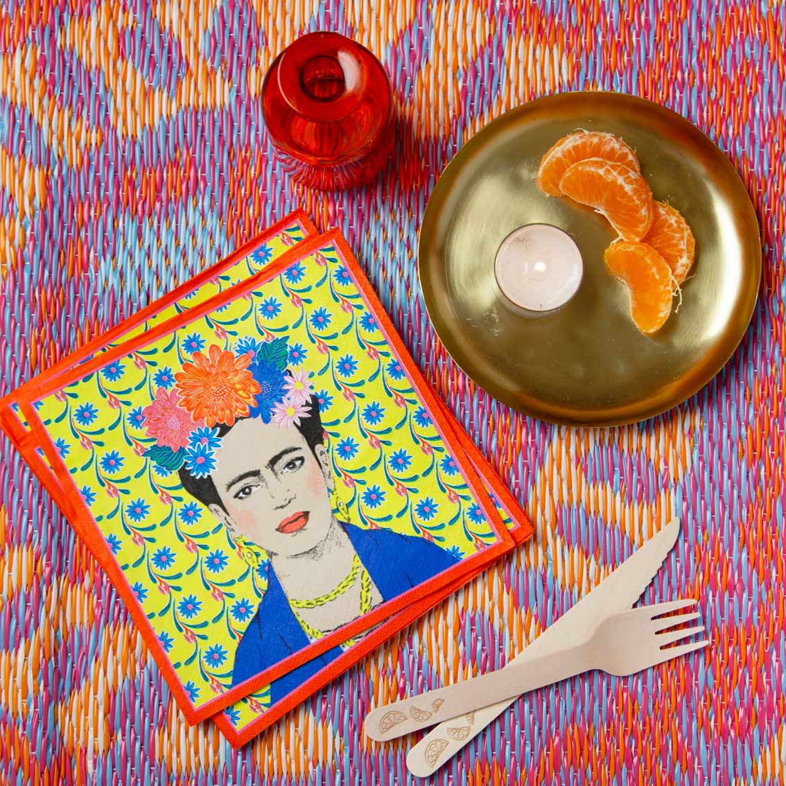 Yellow Frida Kahlo Paper Napkins x 20