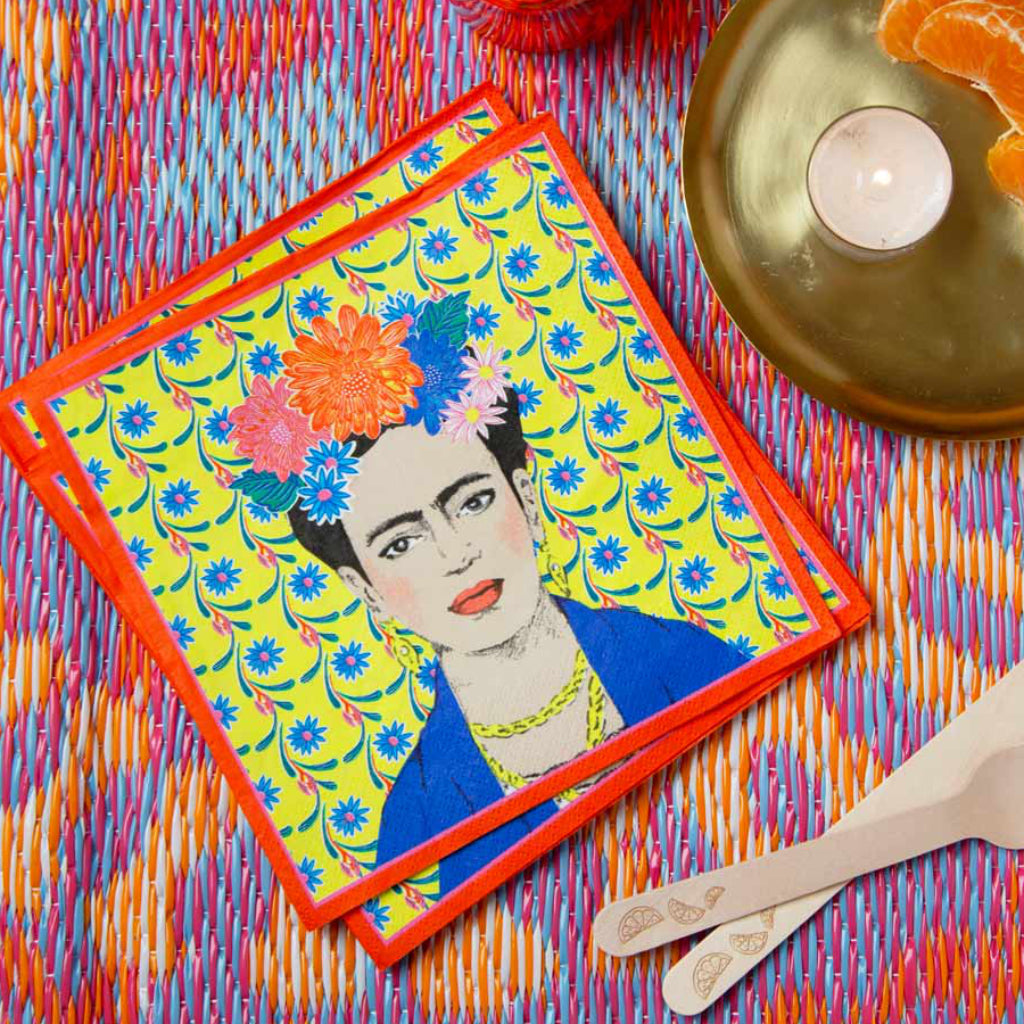 Yellow Frida Kahlo Paper Napkins x 20