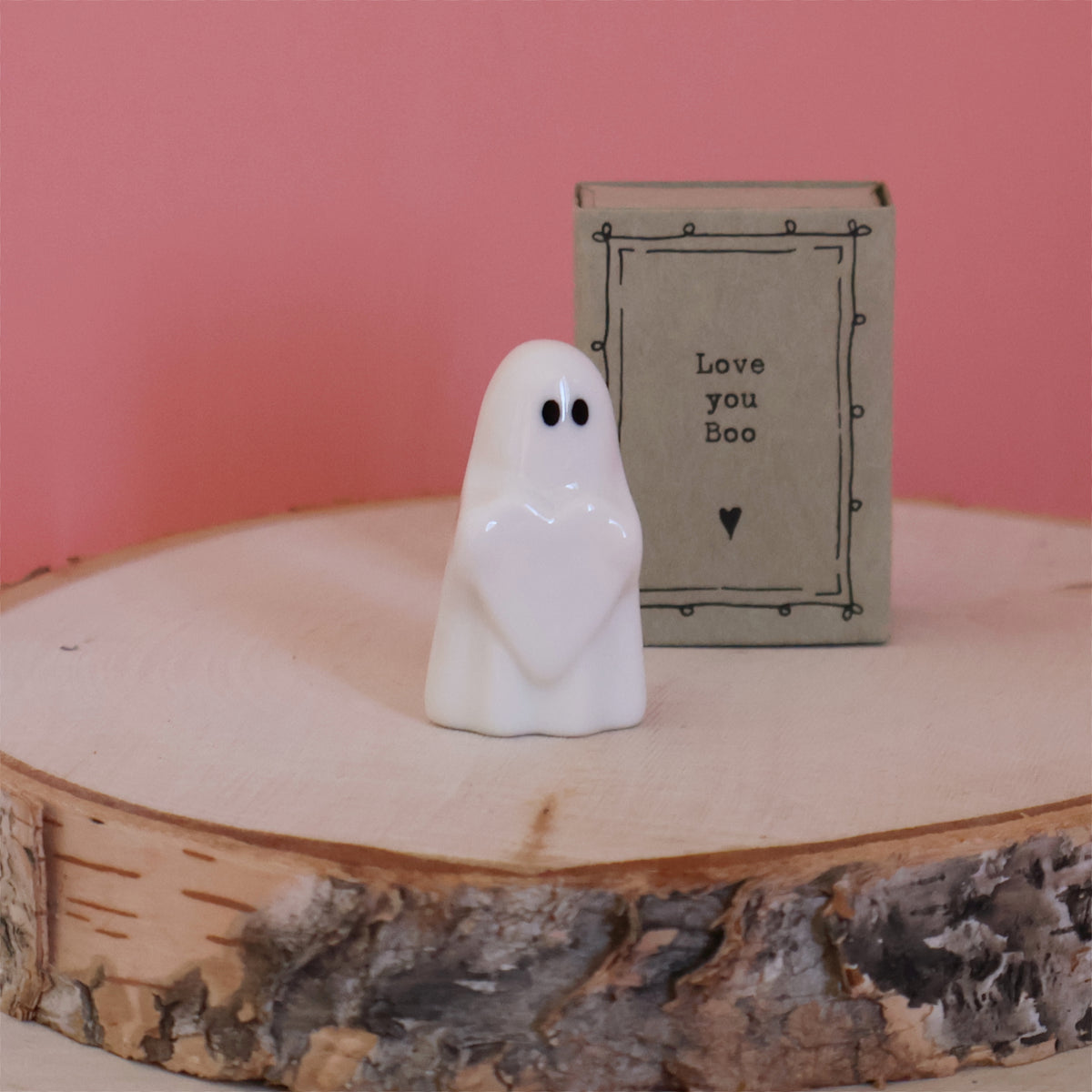 East Of India Porcelain Matchbox Ghost, Love You Boo
