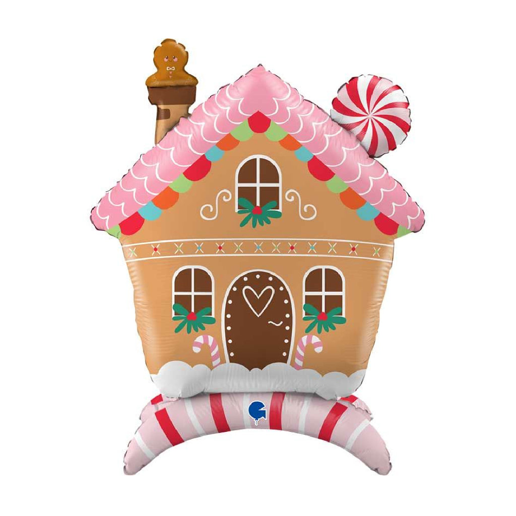 Standing Gingerbread House Foil Balloon