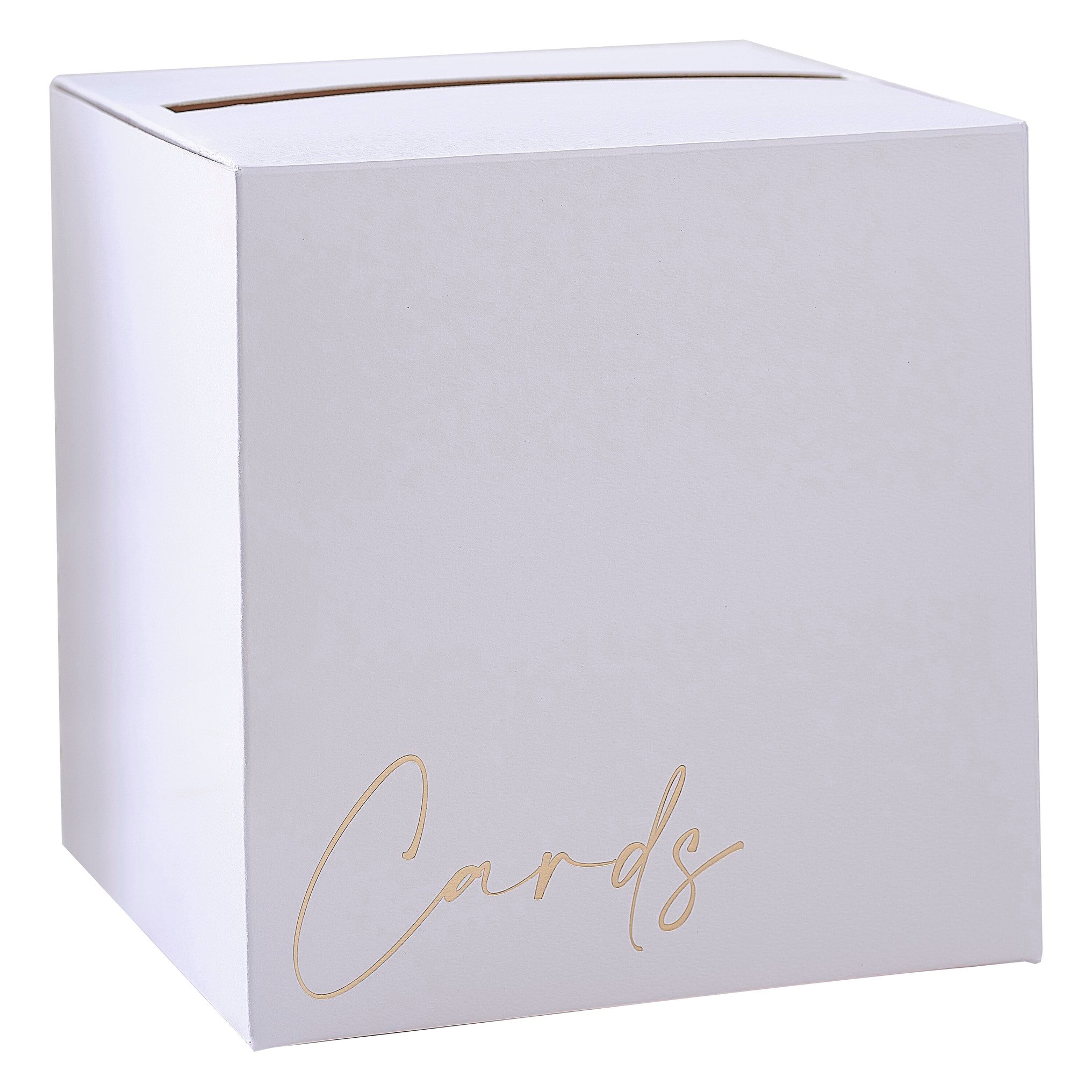 White Wedding Cards Box with Gold foiling