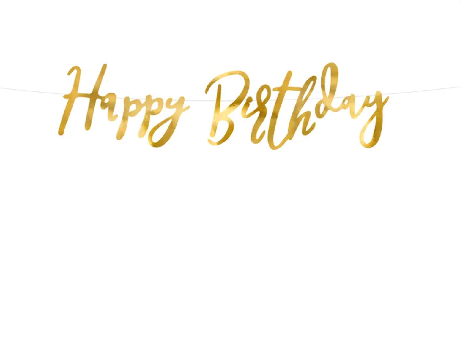 Gold Happy Birthday Banner (62cm/24in)