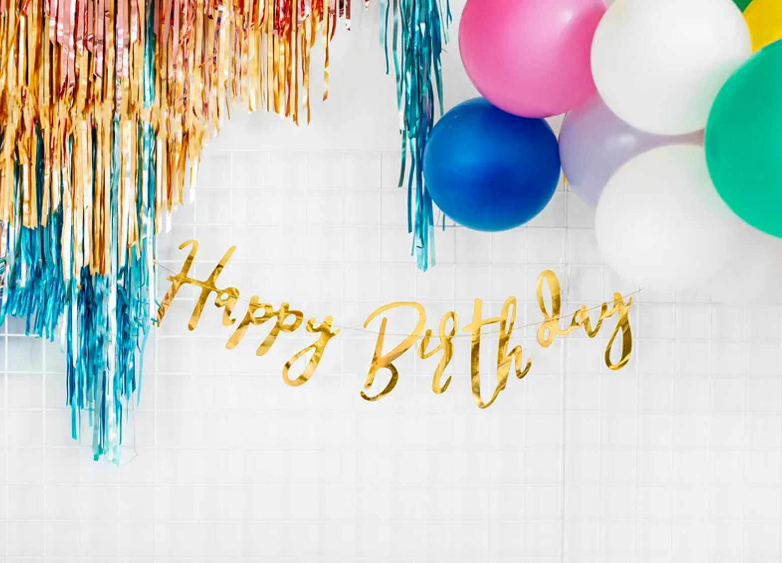 Gold Happy Birthday Banner (62cm/24in)