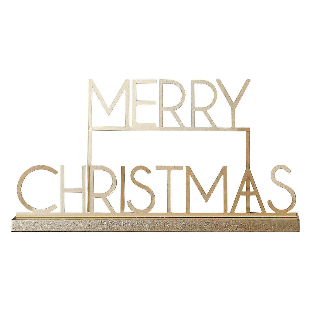 Gold Metal Merry Christmas Sign