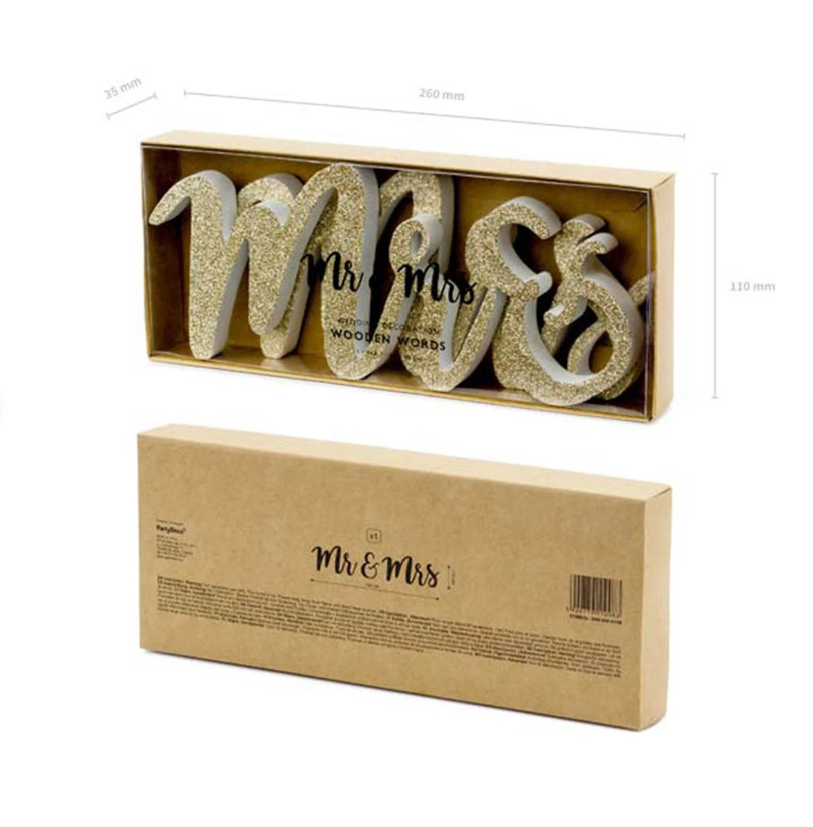 Gold Glitter Mr Mrs Wooden Signs