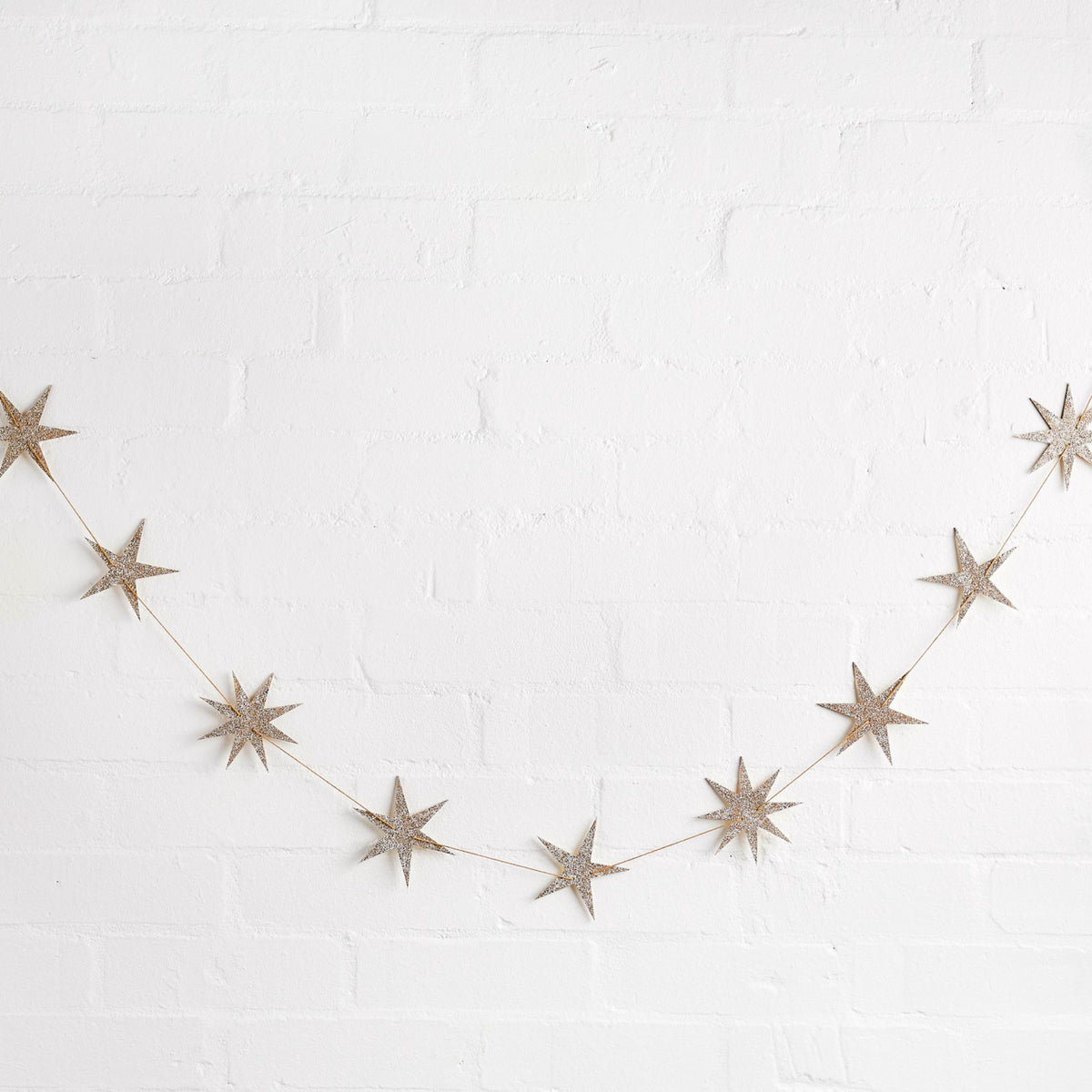 Gold Glitter Star Wooden Garland