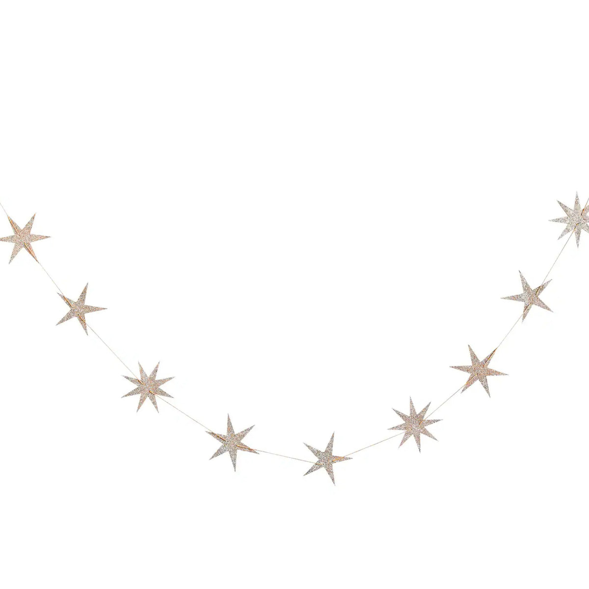 Gold Glitter Star Wooden Garland