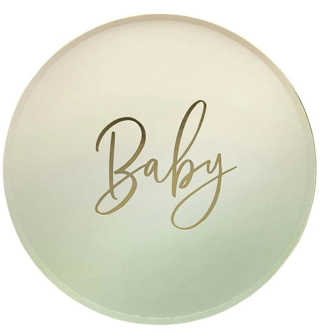 Sage Green Baby Shower Plates x 8
