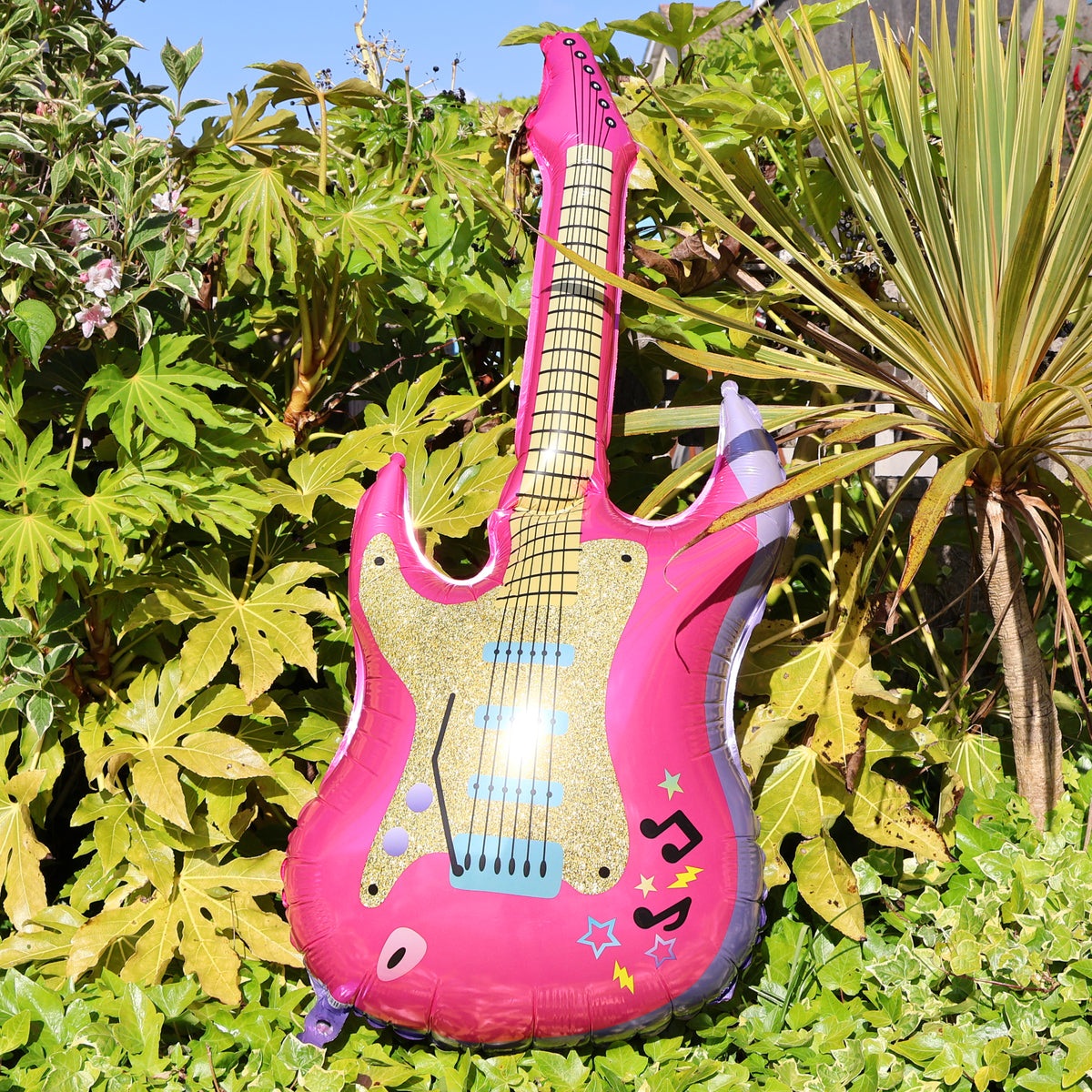 Pink Electric Guitar Foil Balloon