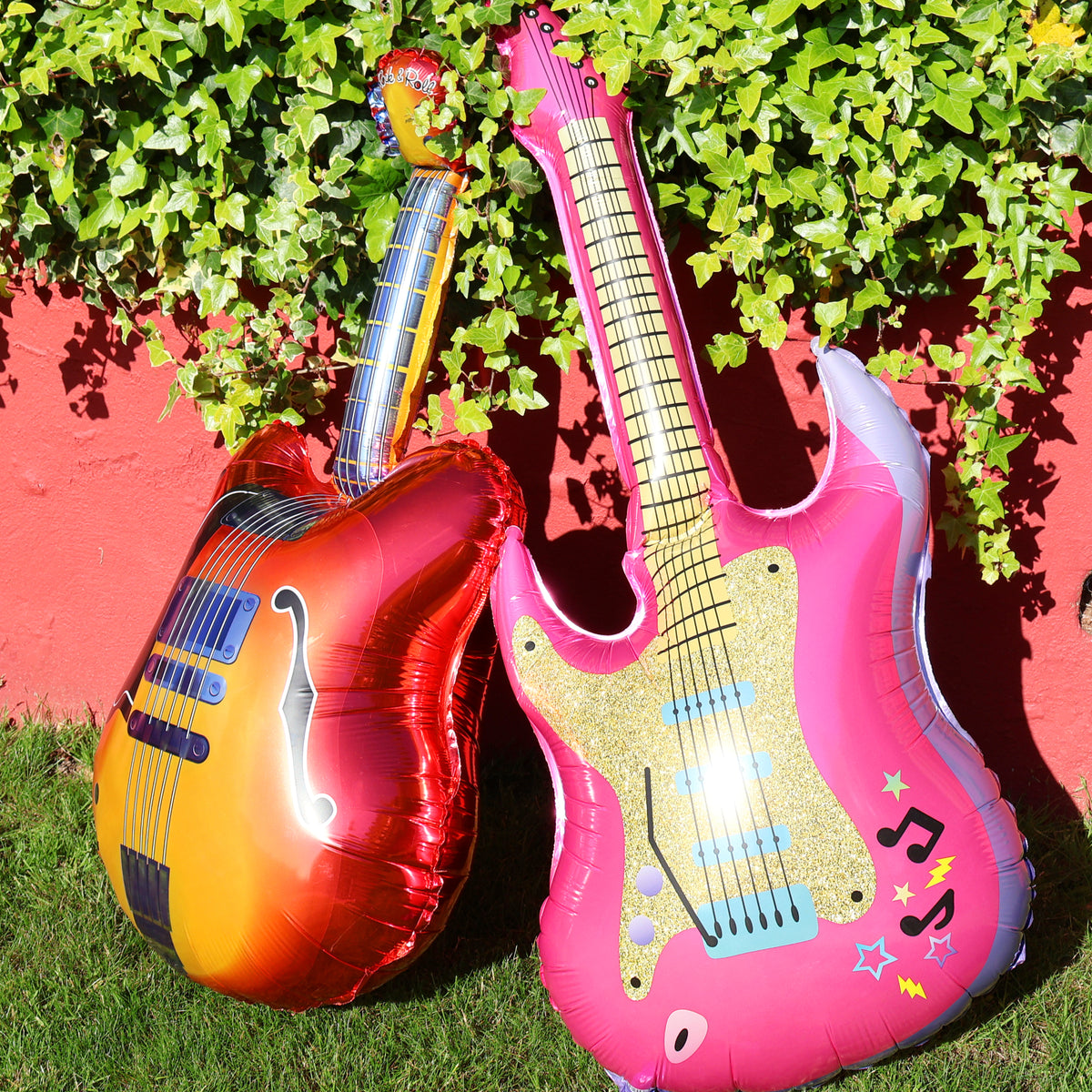 Pink Electric Guitar Foil Balloon