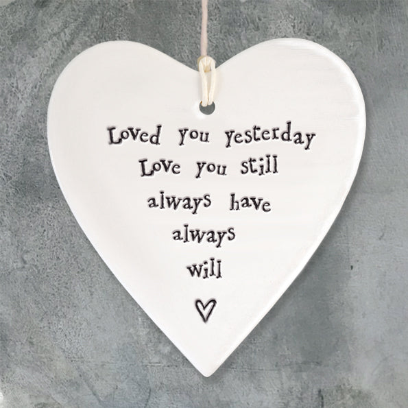 East of India 'Loved You Yesterday' Porcelain Hanging Heart