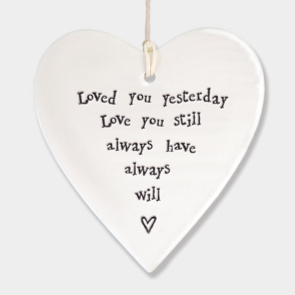 East of India 'Loved You Yesterday' Porcelain Hanging Heart