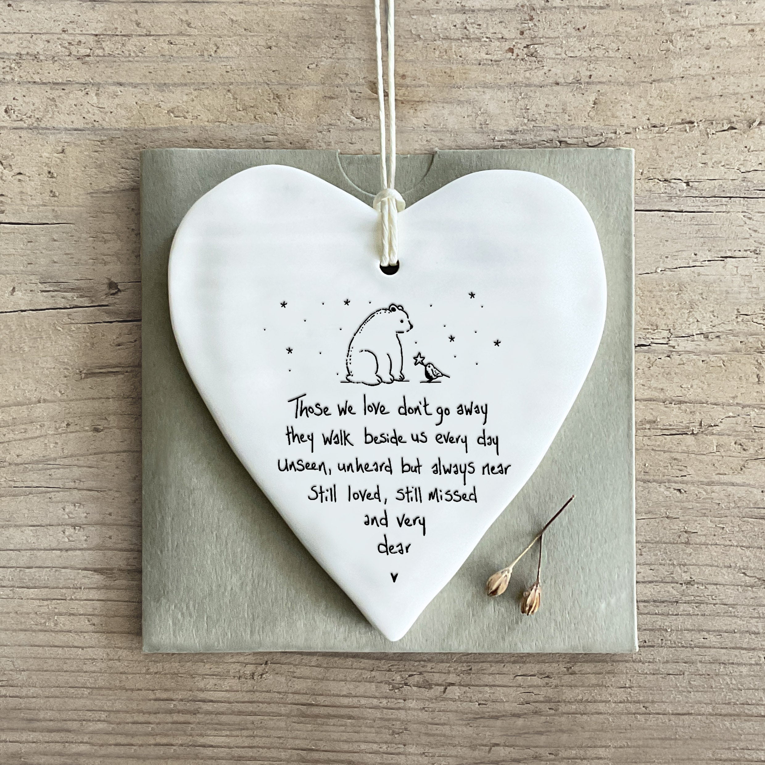 East of India "Those We Love' Porcelain Hanging Heart