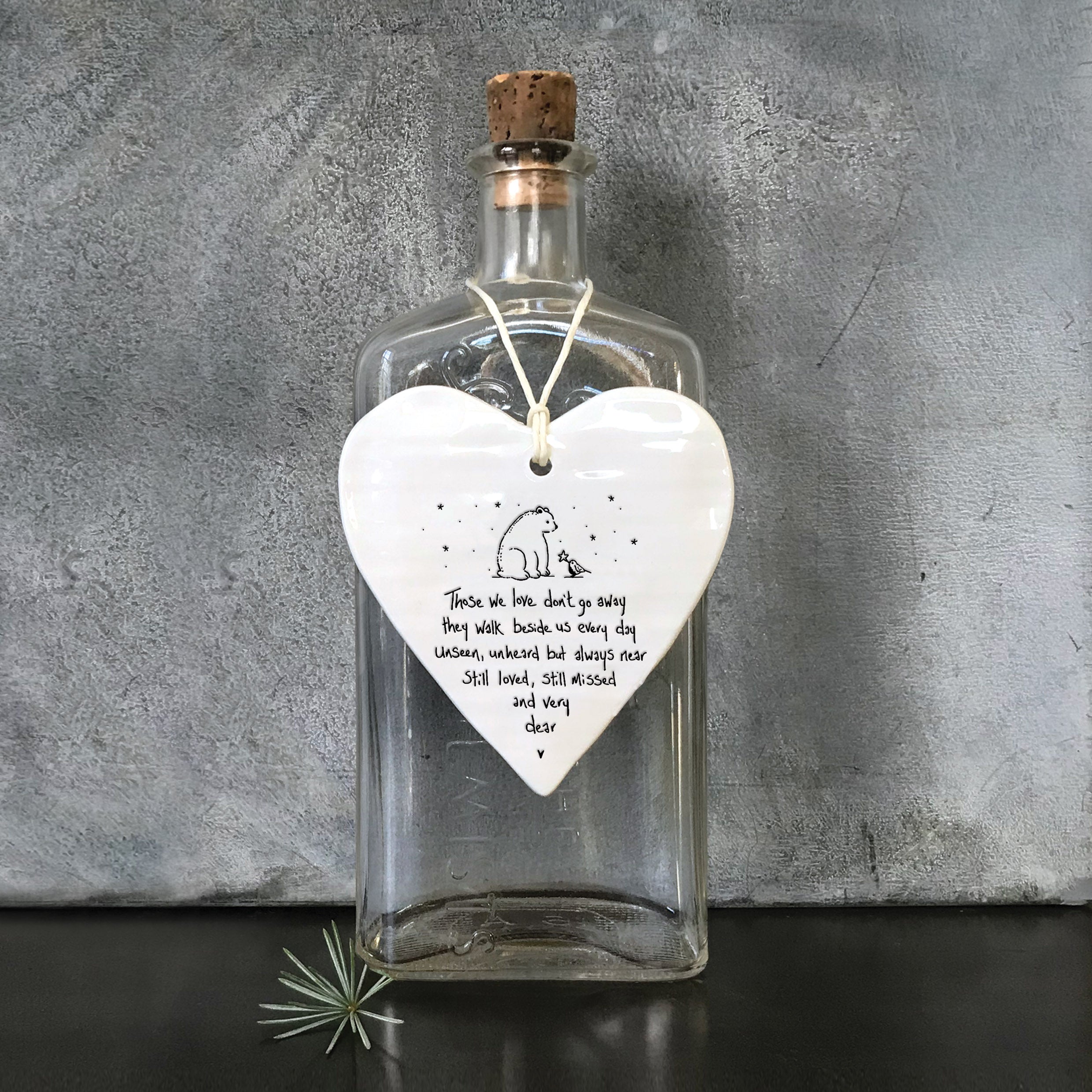 East of India "Those We Love' Porcelain Hanging Heart