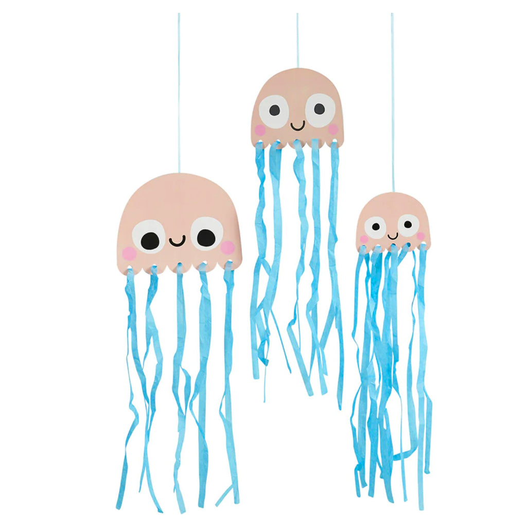 Hanging Jellyfish With Blue Tissue Tassels (x3)