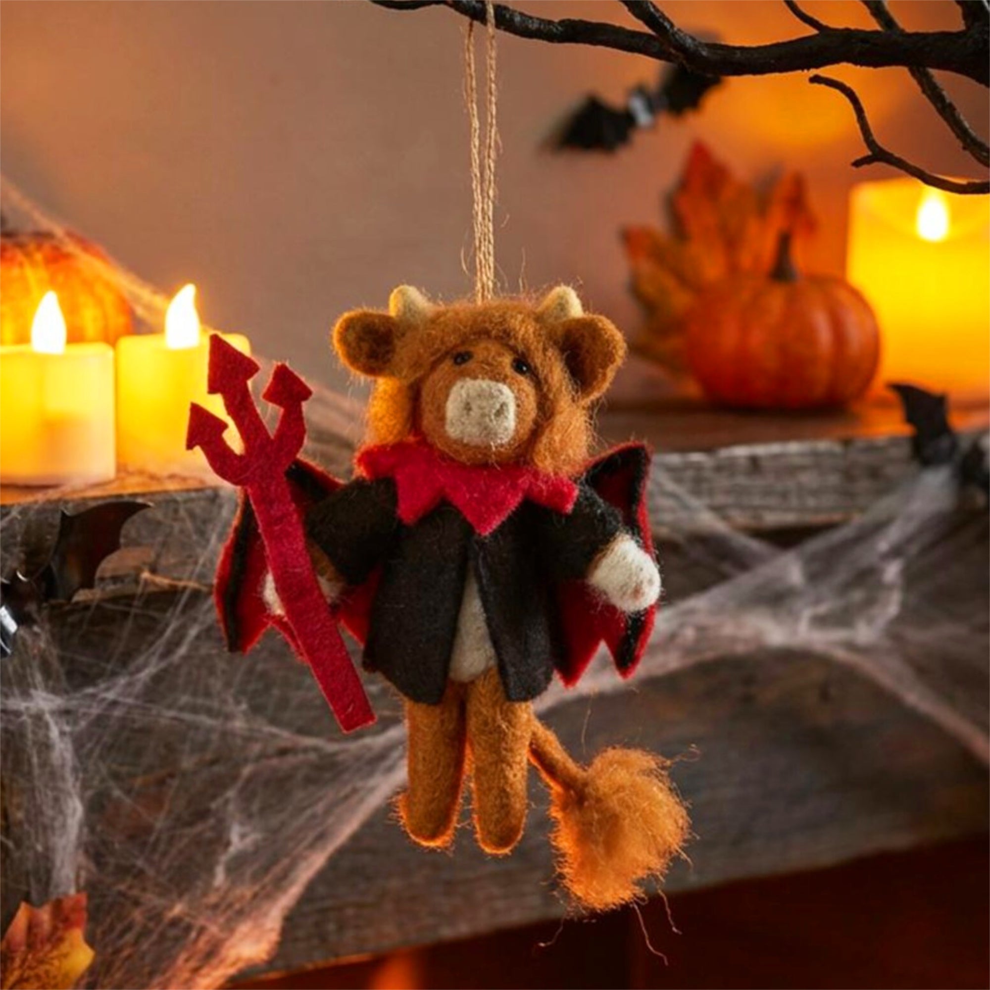 Highland Cow Halloween Devil Hanging Decoration