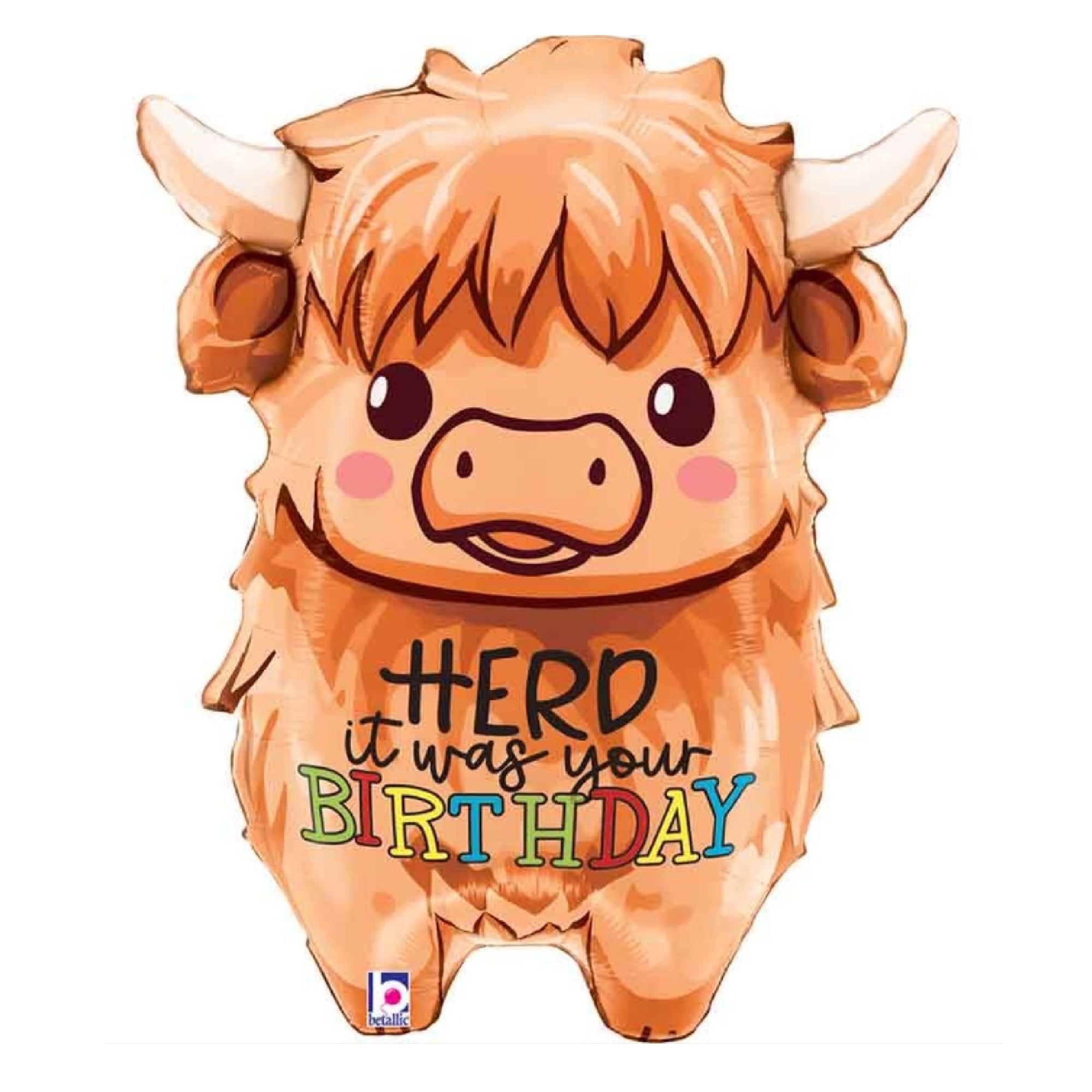 Highland Cow Birthday Balloon