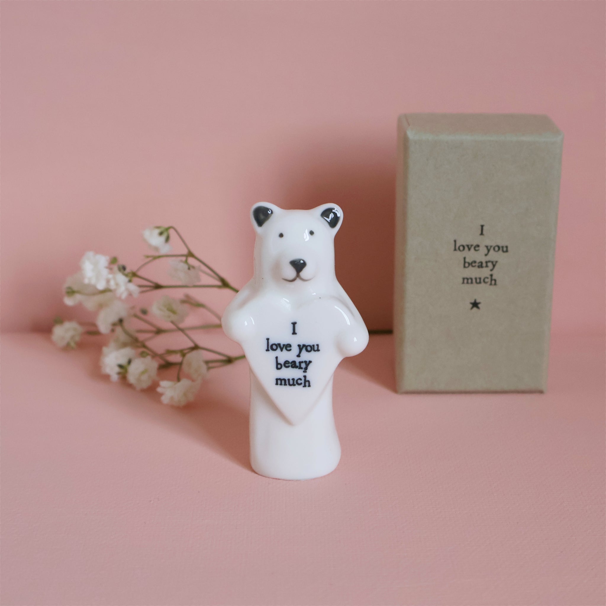 East of India Porcelain Bear With Heart