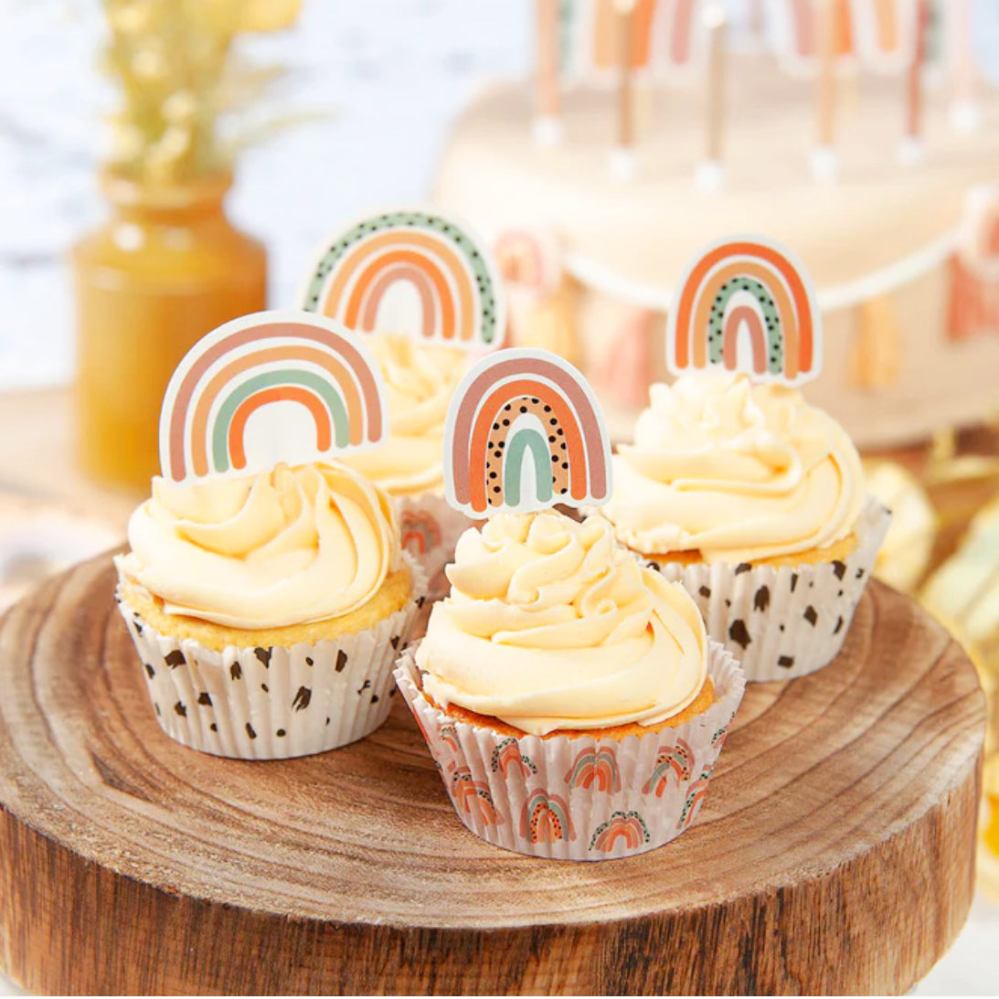 Pastel Rainbow Cupcake Toppers x 12