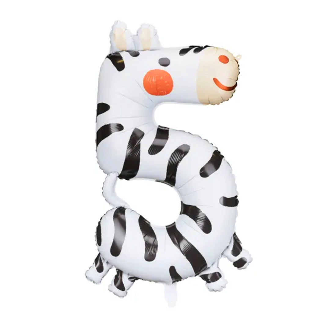 Number 5 Zebra Jumbo Foil Balloon