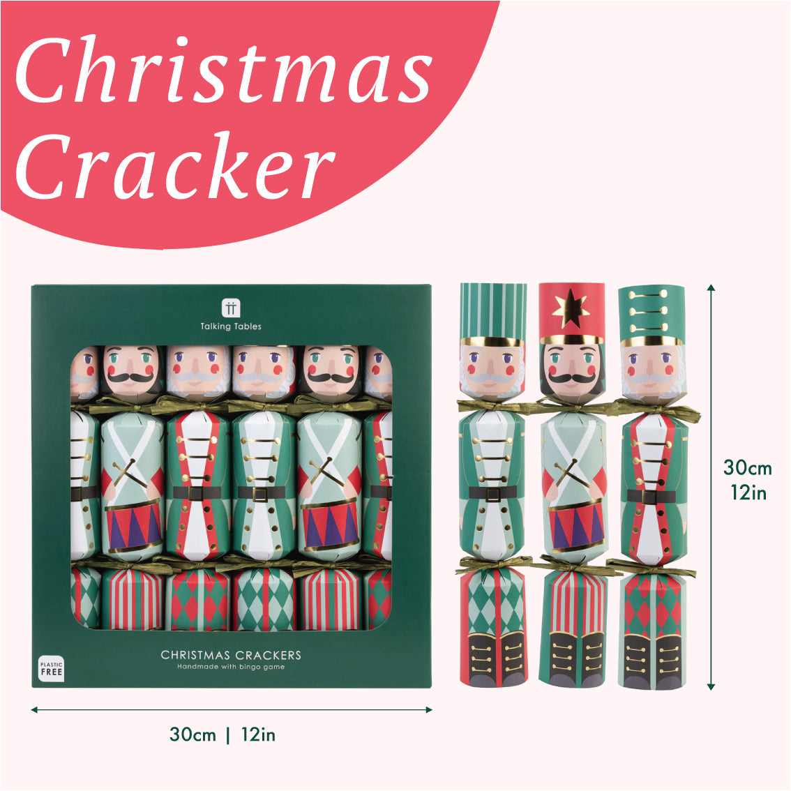 Nutcracker Christmas Crackers with Bingo Game - Pack of 6