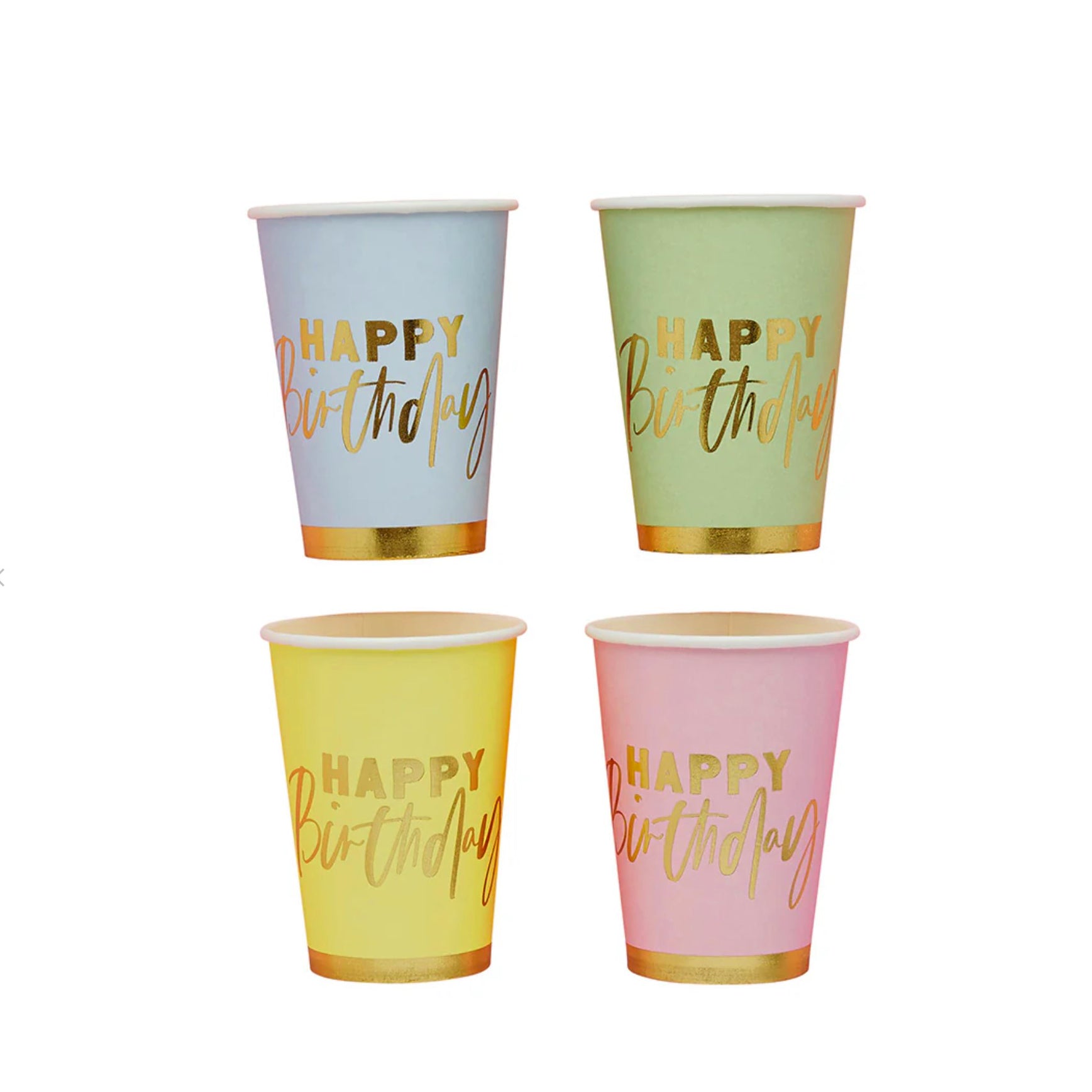 Pastel Happy Birthday Cups x 8