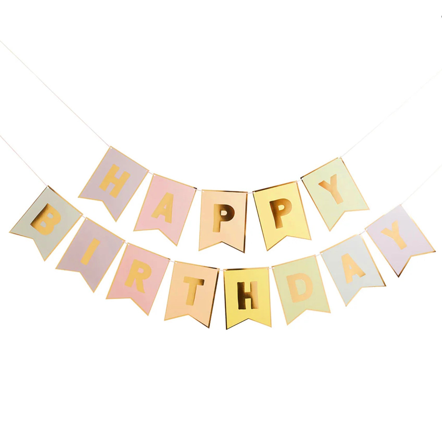 Pastel Rainbow Happy Birthday Flag Bunting