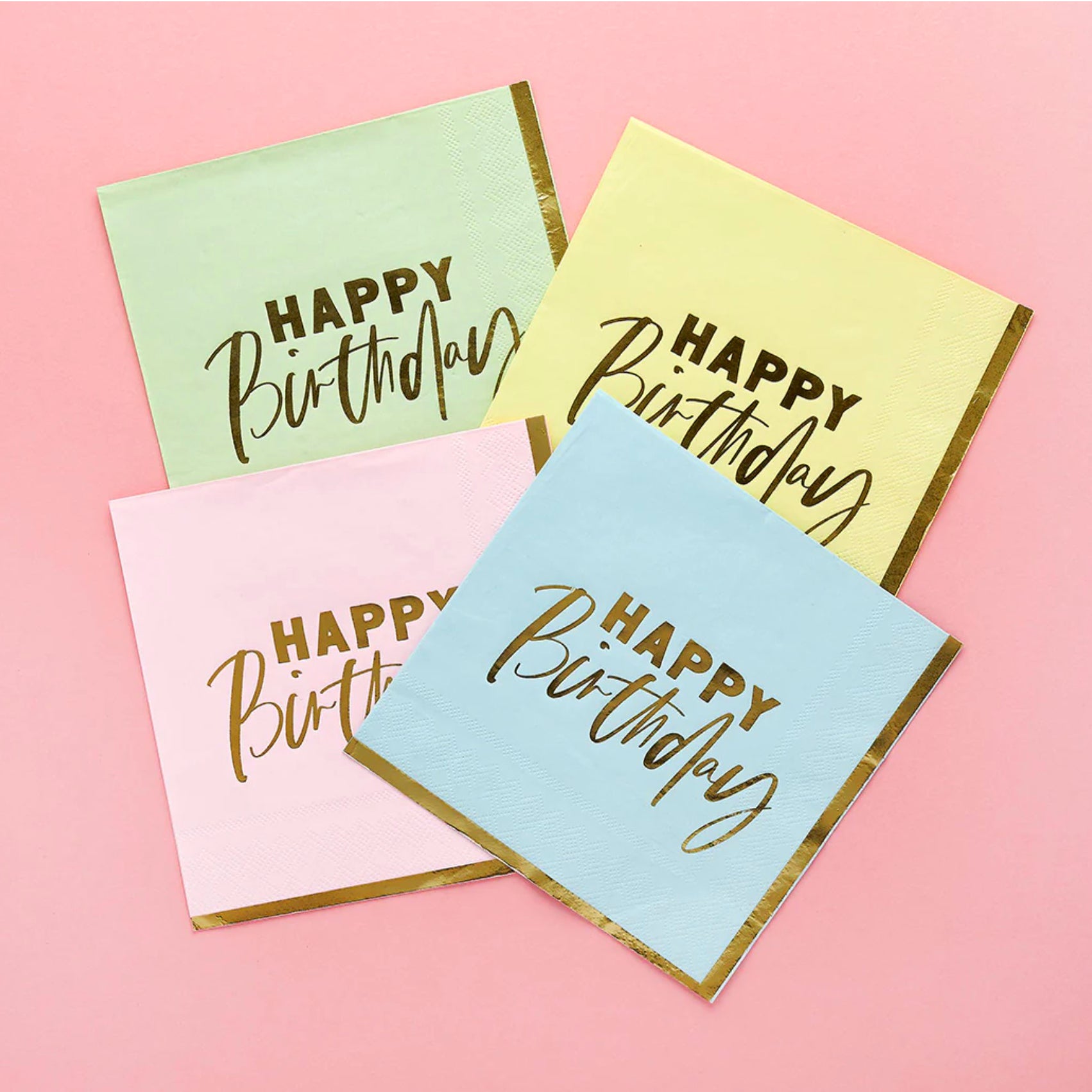 Pastel Happy Birthday Napkins x16