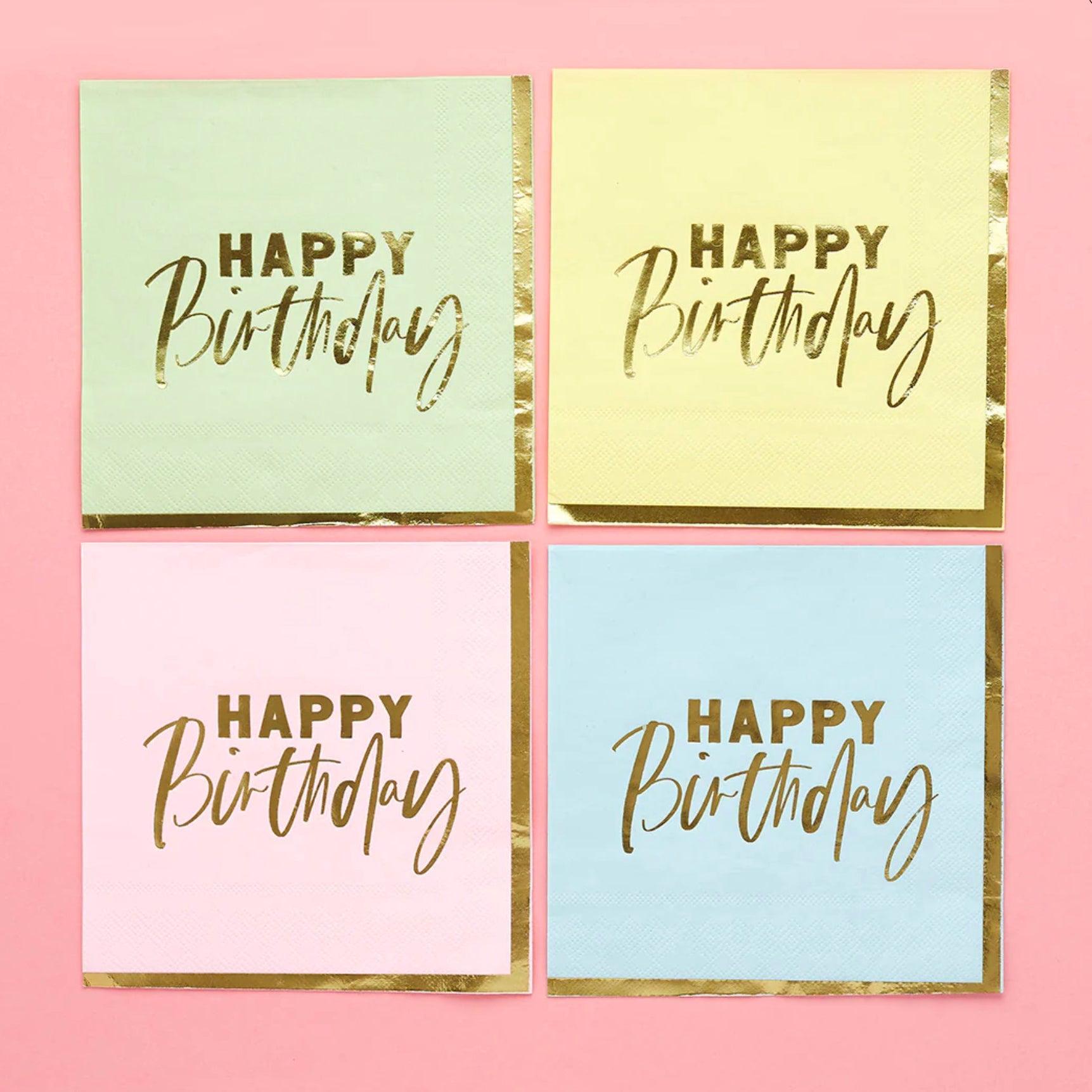 Pastel Happy Birthday Napkins x16