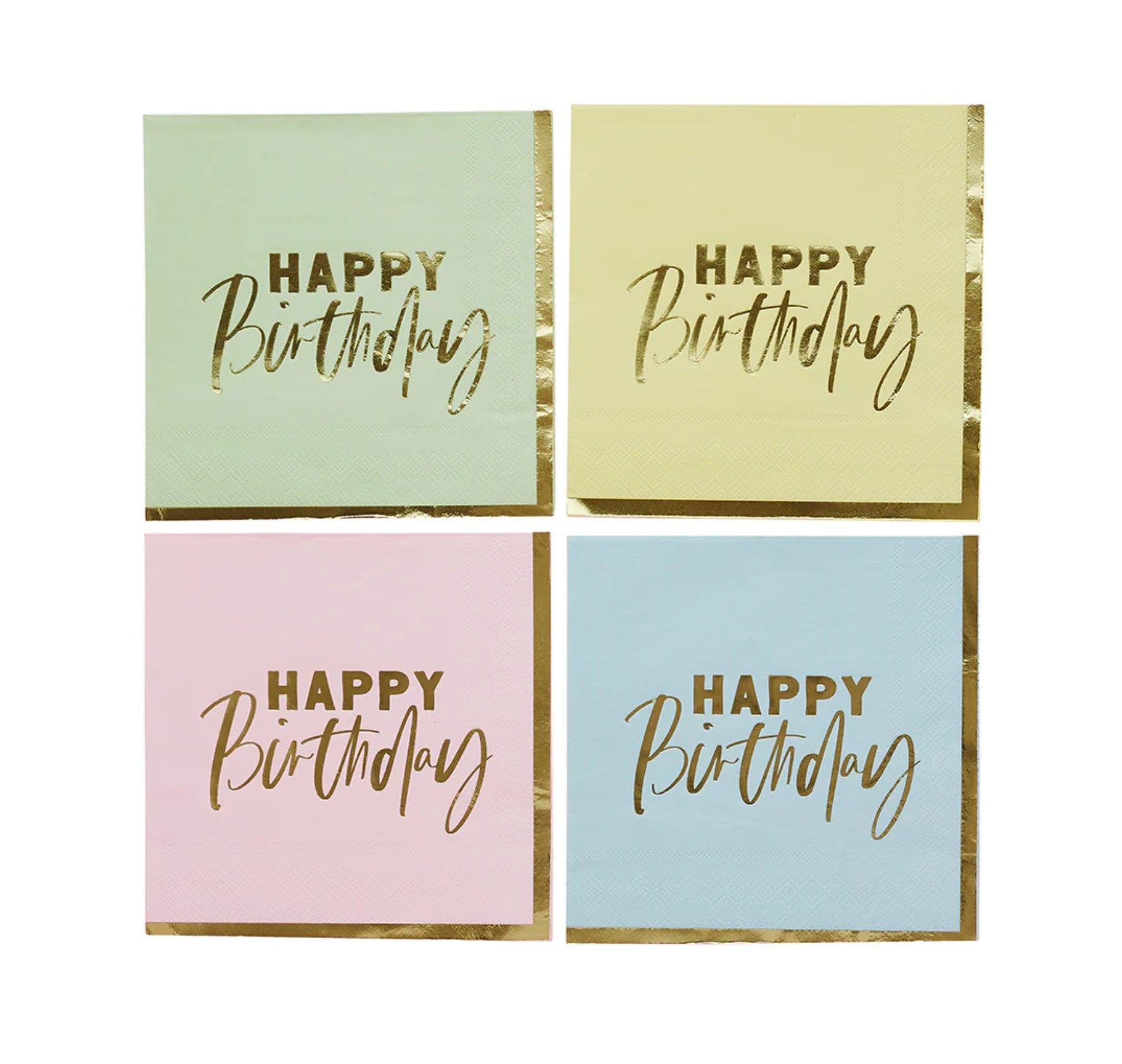 Pastel Happy Birthday Napkins x16