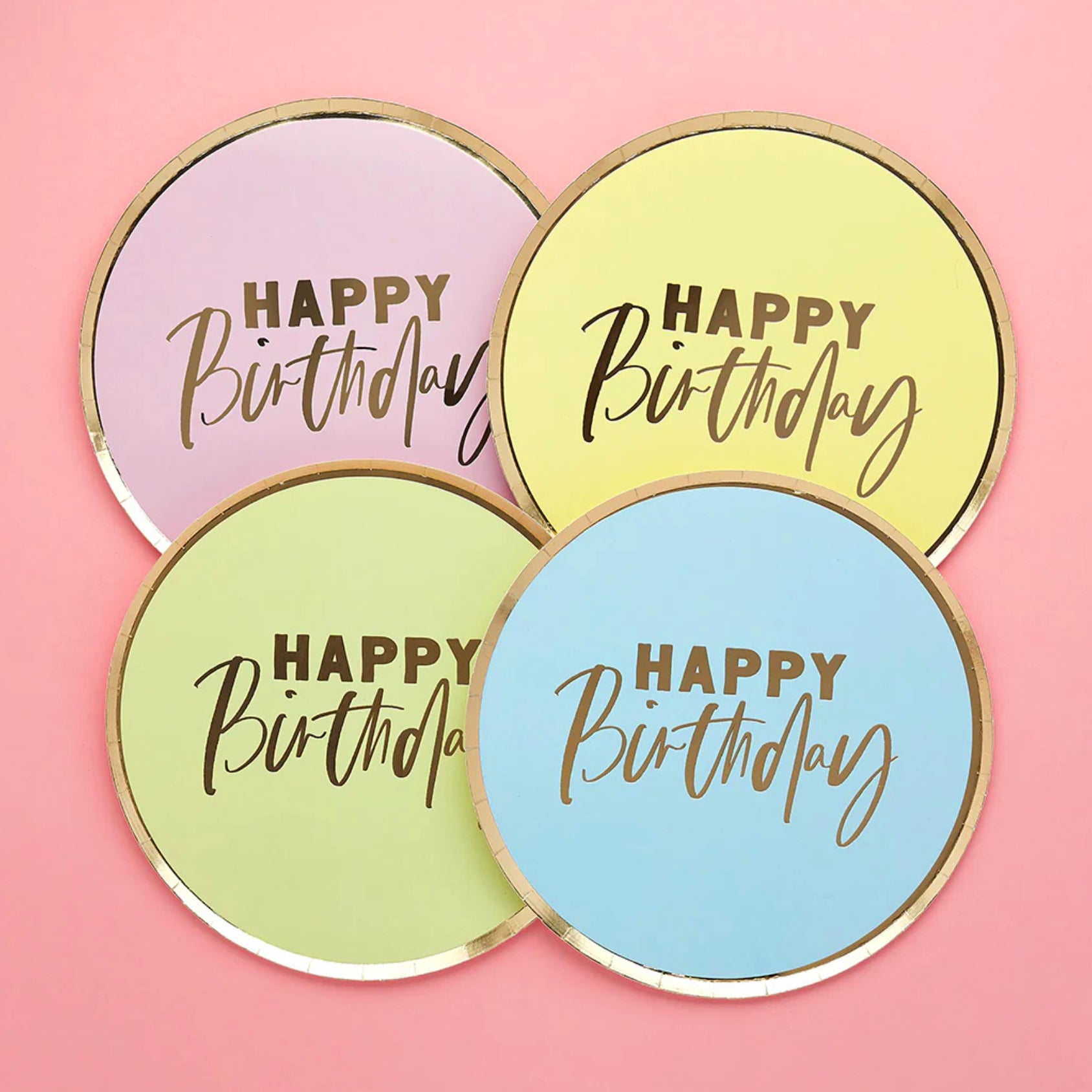 Pastel Happy Birthday Plates x8