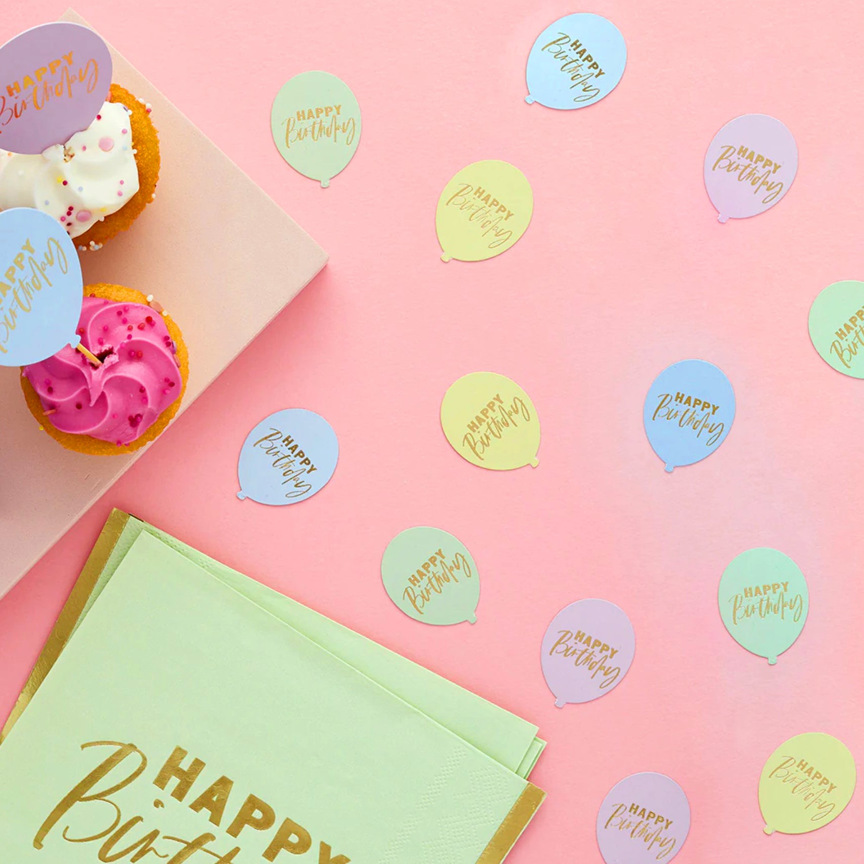 Pastel Happy Birthday Balloon Shaped Table Confetti