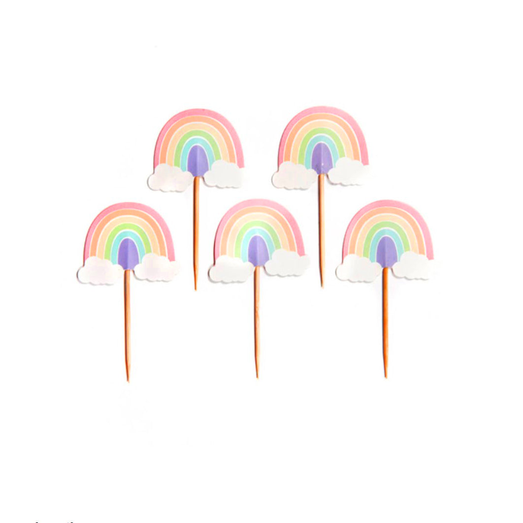 Pastel Rainbow Cupcake Toppers x12