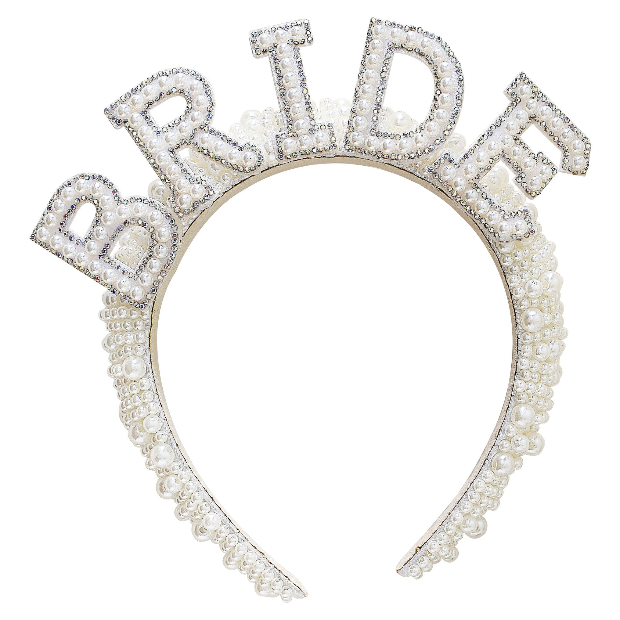 Bride Pearl Headband with Embellished BRIDE Letters,