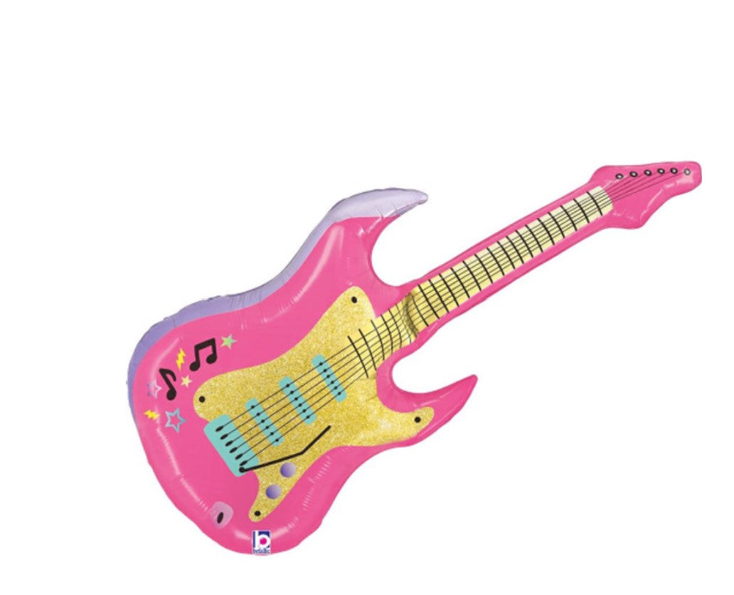Pink Electric Guitar Foil Balloon