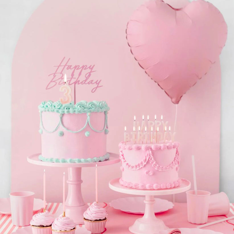 Matte Pink Acrylic Happy Birthday Cake Topper