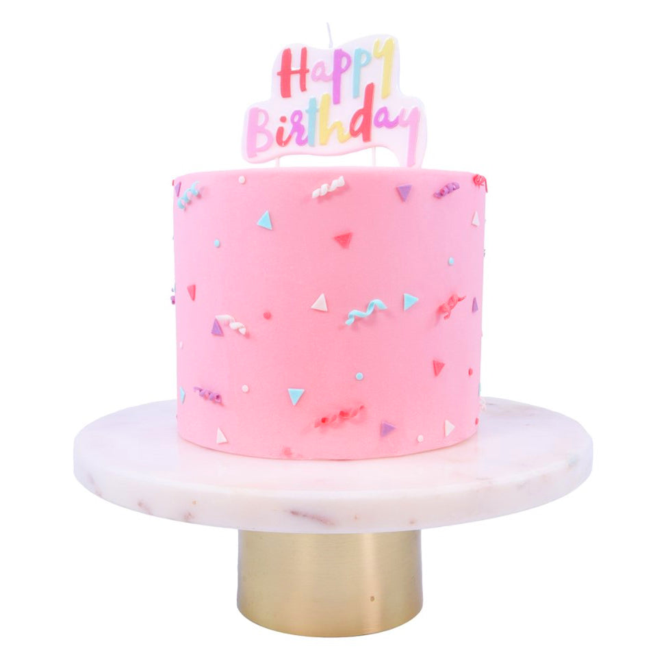 Pink Pastel Happy Birthday Candle