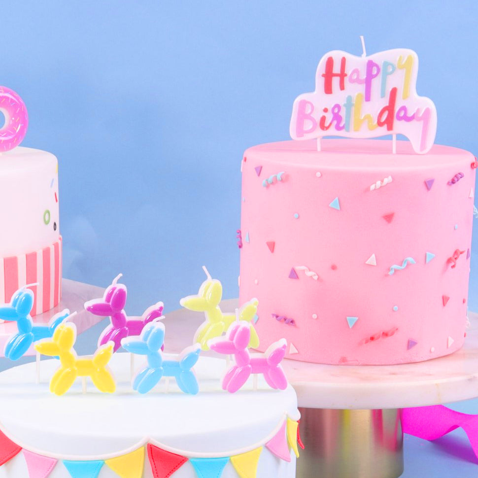 Pink Pastel Happy Birthday Candle