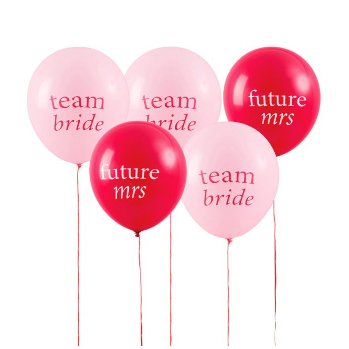Pink and Red Team Bride Balloons x 5