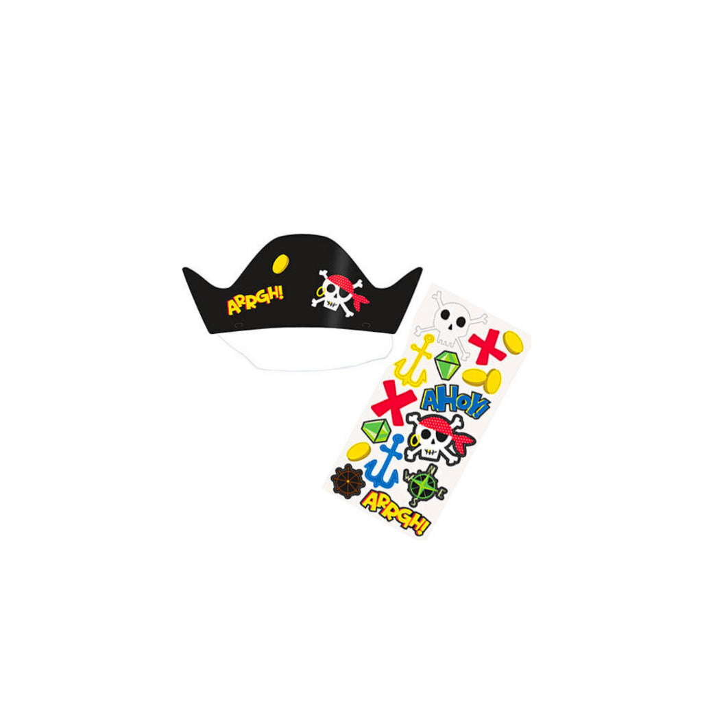 Pirate Party Hats and Stickers (x8)