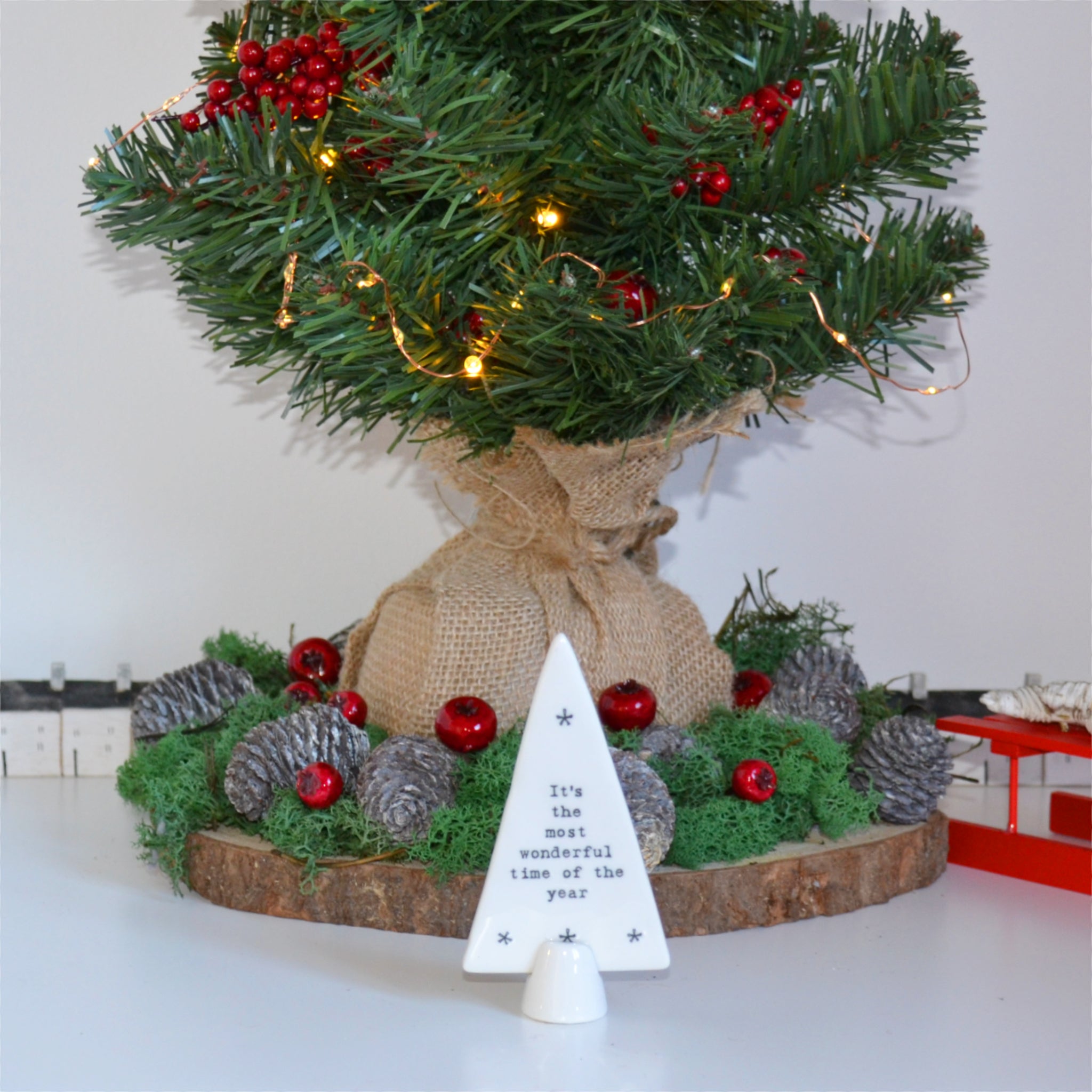 East of India 'The Most Wonderful Time' Standing Tree Decoration