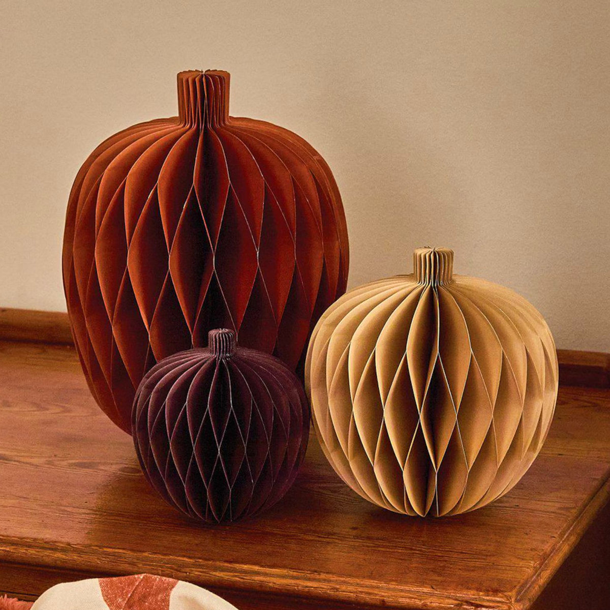 Halloween Pumpkin Honeycomb Decorations Set of 3