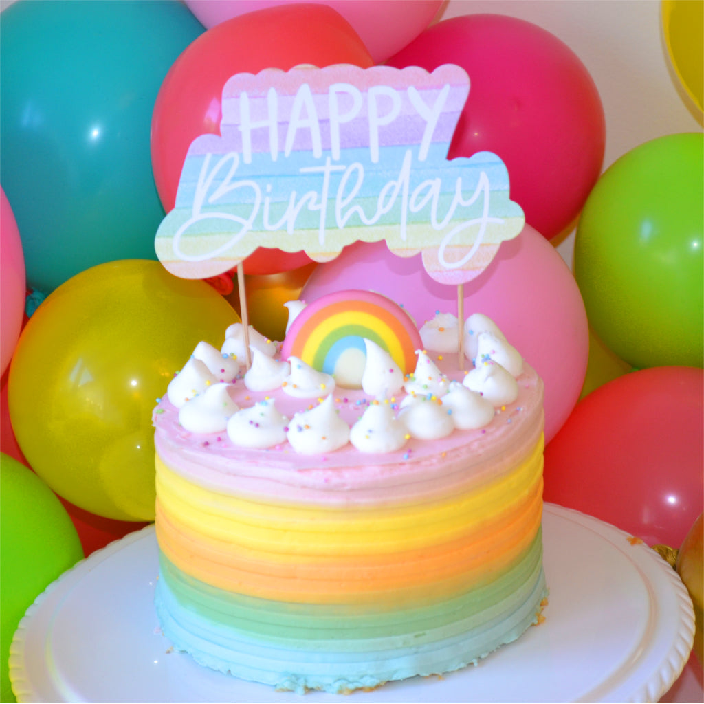 Pastel Rainbow Eco Cake Topper