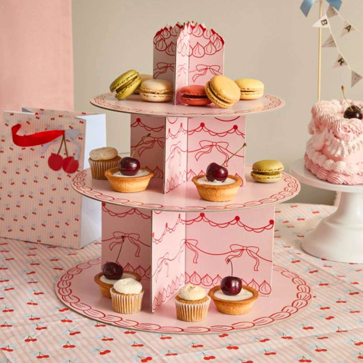 Rococo Cherries 3 Tier Party Cake Stand