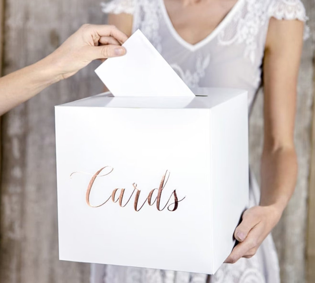 Wedding Cards Box with Rose Gold Script