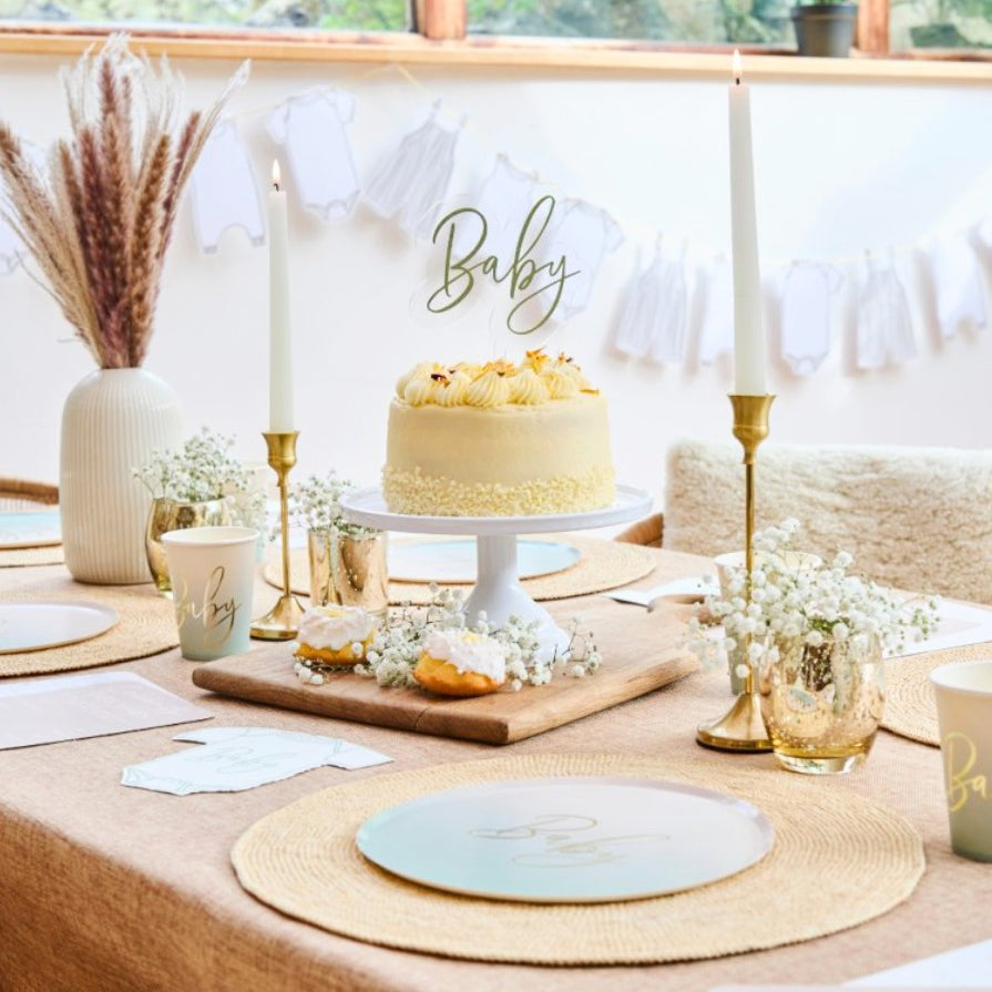 Sage Green 'Baby' Acrylic Cake Topper