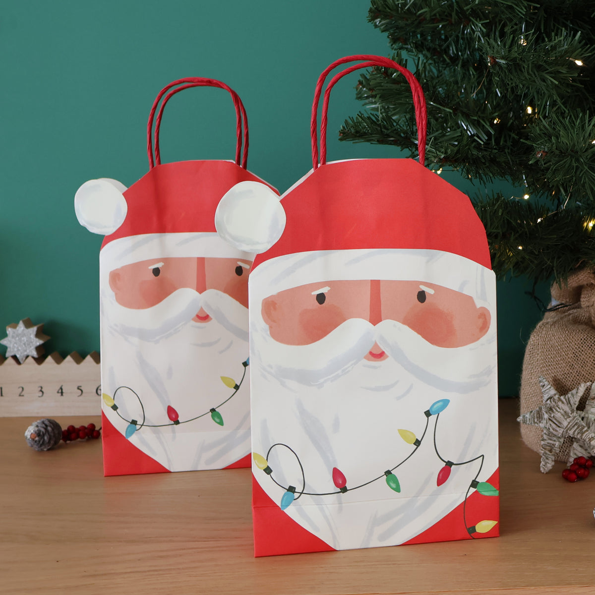 Santa Christmas Gift Bags x 8
